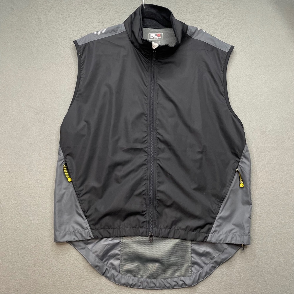 VTG Ralph Lauren RLX Polo Sport Men XL Cycling Vest Gray Black Y2K Techwear